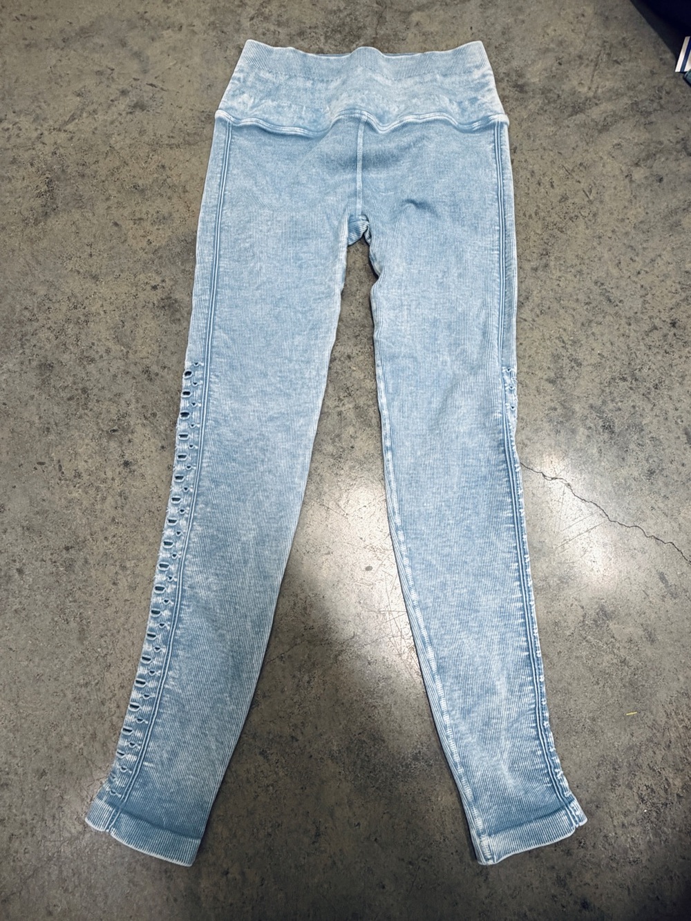 Spiritual Gangster The Way Follow Ribbed Leggings Blue XS/S Made USA Yoga